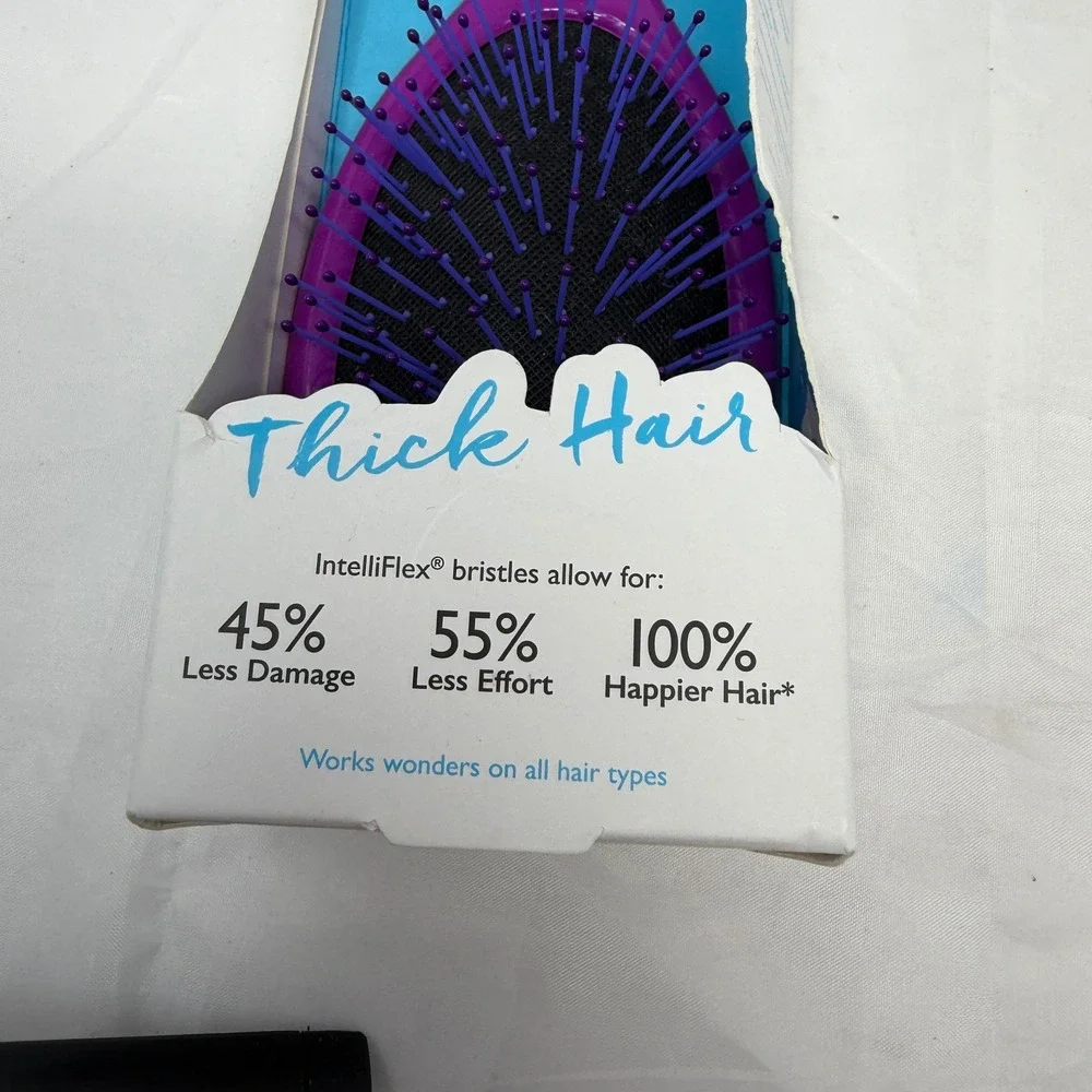 Wet Brush Custom Care Detangler Purple for Thick Curly Coarse Hair IntelliFlex